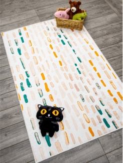 Jungengel Teppich Premium Kinderteppich Gestreift Läufer Kinderzimmer Hobbyzimmer Uni, Rechteckig, Höhe: 8 mm, Waschbar 30°C, Saugroboterkomform, Fußbodenheizungsgeeignet, 8xGrößen