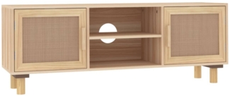 vidaXL TV-Schrank Braun 105x30x40 cm Massivholz Kiefer Natur-Rattan 345617