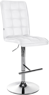 CLP Barhocker Peking Kunstleder höhenverstellbar mit Fußstütze und Rückenlehne,weiß chrom