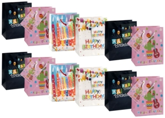 laro Geschenkbox PREMIUM-LINE Geschenktüten mit Henkel Mini/Klein Geburtstag 12-96 stk (24 St)