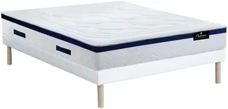 Vente-unique - MARQUIS Set aus Matratze und Bettgestell Stoff Weiß - B 140 cm x H 31 cm30 cm x L 190 cm
