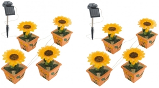 2er Set vier LED Solarleuchten in Form einer Blume