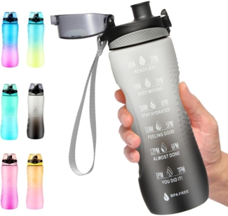 Binudum Trinkflasche Motivations Wasserflasche Zeitmarkierung Sport BPA-freie