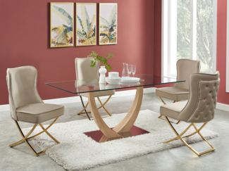 Vente-unique - Stuhl 2er-Set - Samt & goldfarbener Edelstahl - Beige - MARELANO von Pascal MORABITO