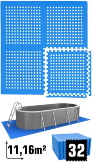 11,2m² Poolunterlage 32 Poolmatten 62x62cm in Blau