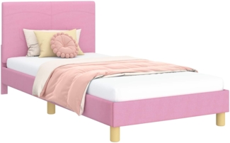 vidaXL Kinderbettgestell mit Kopfteil Rosa 90x190 cm Stoff 42010997