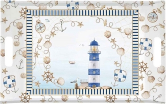EasyLife Tablett Blue Lighthouse, Melamin, Farbe: Mehrfarbig, Motiv: Leuchtturm