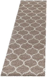 Hochflor Teppich Serena Läufer - 80x250 cm - Beige