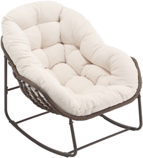 LVHOM Schaukelstuhl mit gepolstertem Kissen, Rattanstuhl mit Stahlrahmen, Lounge Sessel, Schaukelsessel, 1 St, für Balkon/Garten/Wohnzimmer/Schlafzimmer/Arbeitszimmer