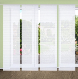 HOME in green Schiebegardine ROMOLUS (4 St), Paneelwagen, halbtransparent, SET DIGITALDRUCK,BAMBUSOPTIK RECYCELT