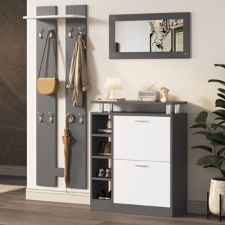 Garderoben-Set Wandgarderoben-Set ,Flurmöbel 3 -St. Spiegel, Regalwand, Schuhschrank , für Ihren Eingangsbereic