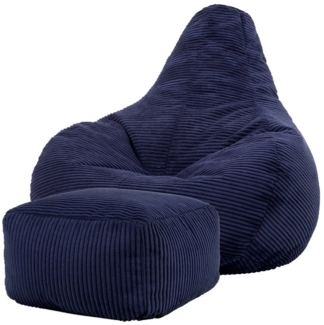 icon Sitzsack Sitzsack Sessel mit Liege aus Cord „Dalton“ mit Hocker (Spar-Set, 1 x Sitzsack, 1 x Fußhocker), XXL Gaming Sitzsack, Made in Germany, für Erwachsene & Kinder