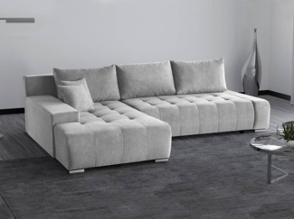 Beautysofa Ecksofa DRACO mit Schlaffunktion und Bettkasten, Ecke mit Einfügung