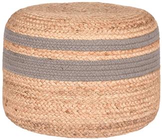 LABEL51 Pouf Geflochtene Jute Grau und Natur 432797