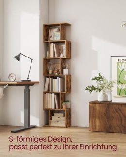 VASAGLE Bücherregal, Regal mit 6 Ebenen, 24 x 40 x 191 cm, Standregal, Büroregal, freistehend