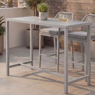 Stehtisch HWC-P91, Gartentisch Bartisch Tisch, Outdoor Metall 105x130x65cm ~ hellgrau