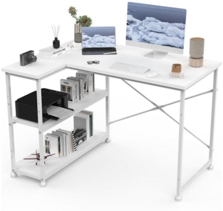 HOMALL Eckschreibtisch 110/140L Form mit Ablagefächern, 2 Tier DIY Lagerregalen Computertisch