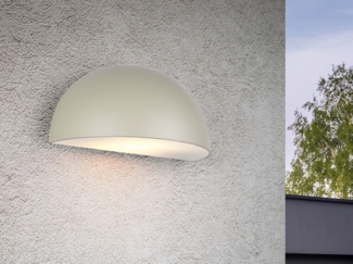 Halbrunde Downlight Außenwandleuchte MAAS Beige, Breite 27cm