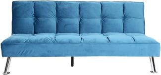 Sofa HWC-K21, Klappsofa Couch Schlafsofa, Nosagfederung Schlaffunktion Liegefläche 181x107cm ~ Samt, blau