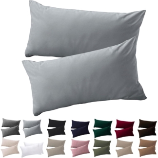 Soifox Kissenbezug 40x80 2er Set Anthrazit Mikrofaser Reißverschluss