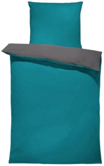 One Home Wendebettwäsche Doubleface, Mikrofaser, 2 teilig, petrol / anthrazit, Normalgröße