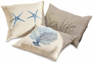 Mirabeau Kissenhülle Kissenhülle 3er Set Sea life beige/blau