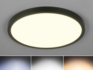 Deckenleuchte DRACO Schwarz ultraflach LED dimmbar & Lichtfarbe einstellbar 40cm