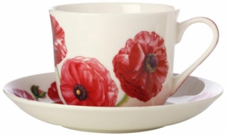 Maxwell & Williams JY0035 Tasse mit Untertasse 480ml Ranunkel FLORIADE Bone China Porzellan, in Geschenkbox