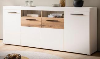 Sideboard Lavell in weiß matt und Eiche 205 cm