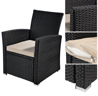 Melko Gartensessel Rattansessel Sessel Schwarz Rattan Gartenmöbel Gartensessel (Stück), Höhenverstellbar