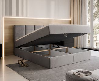 Lookway Boxspringbett ELZA – Komfortables und modernes Polsterbett für jedes Schlafzimmer (mit Bettkasten und Matratze), komfortabel gepolstertes, hohes Kopfteil