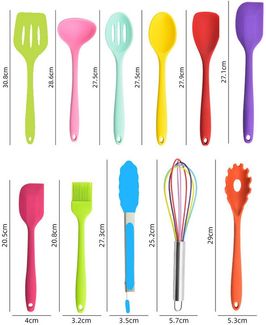 TUWENA Kochbesteck-Set Küchenhelfer Set, 12 teilig Silikon Kochutensilien Kochgeschirr (12-tlg), Gesund Antihaft Hitzebeständiger Kochbesteck Set mit Utensilienhalter
