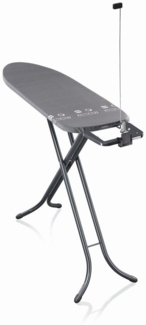 Leifheit Bügelbrett Bügeltisch AirBoard M Compact Black, Bügelfläche 38.0x120.0 cm, Zwei-Seiten-Bügeleffekt, 120x38cm, höhenverstellbar (78 - 98 cm)
