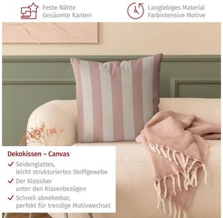 Bilderdepot24 Dekokissen draußen Kissenhülle/ Garten/ Outdoorkissen rosa Muster Abstrakt, Bezug mit / ohne Füllung Zierkissen Outdoor Sofa Bett