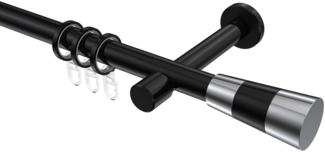 Gardinenstangen-Set Prestige Tanara 240 cm (geteilt in 2 x 120 cm), 1-läufig, 20 mm Ø Schwarz