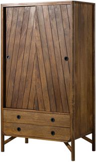 Kleiderschrank Mango 100x60x180 braun geölt / Griff schwarz LOS ANGELES #111