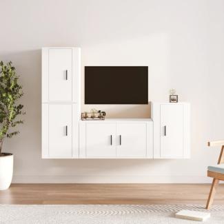 vidaXL 4-tlg. TV-Schrank-Set Hochglanz-Weiß Holzwerkstoff 3188608