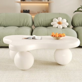 Ulife Couchtisch Wohnzimmertisch, Beistelltisch, mit LED-Beleuchtung, 16 Farben wählbar, Wolkenform+Rundbein-Design, 95x62,5x32cm