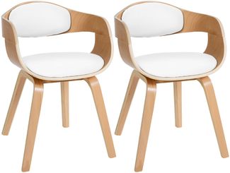 CLP 2er Set Stühle Kingston Kunstleder Mit Holzgestell,natura/weiß