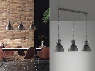 FISCHER & HONSEL LED Pendelleuchte, dimmbar, LED wechselbar, Warmweiß, dreiflammig hängend Lampenschirme Schwarz / Silber Industrial Design