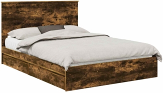 vidaXL Aufbewahrungsbett Geräucherte Eiche 135 x 190 cm Holzwerkstoff 3411219