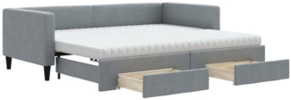 vidaXL Tagesbett Ausziehbar mit Schubladen Hellgrau 90x190 cm Stoff 3196642