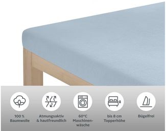 OTTO home Spannbettlaken Physalis Topper COMFORT, 100% Baumwolle, 150 g/m², Jersey, Gummizug: rundum, (1 Stück), Baumwolle, Matratzen bis 10 cm Höhe, Bettlaken, Spannbetttuch, Laken