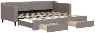vidaXL Tagesbett Ausziehbar mit Schubladen Taupe 90x200 cm Stoff 3197465