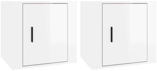 2er-Set Nachttische, Nachtschränke Hochglanz-Weiß 50x39x47 cm