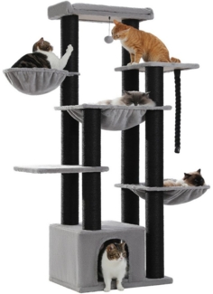 PETEPELA Kratzbaum Kratzbaum größe Katzen stabil mit 13 Sisalpfosten(11cm), Großer Sitzstange, Höhle, Körben, Kratzbaum XXL 169 cm