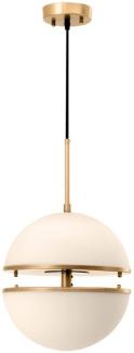 Casa Padrino Hängeleuchte Antik Messing / Weiß Ø 30 x H. 160 cm - Luxus Hängelampe