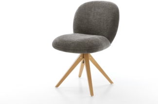 Drehstuhl Nube-Flex Bouclé Soft Schlamm Holzgestell kantig Natur 180° drehbar Taschenfederkern