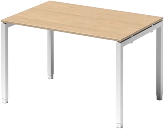 Bisley Cito höhenverstellbarer Schreibtisch 120x80 cm, Tischplatte in Ahorn, Gestell in Weiß - PC Tisch für's Büro manuell höhenverstellbar, Computertisch verstellbar, DUH1208-MP-396