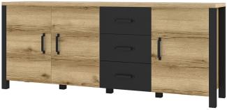 Sideboard Olin Kommode 192cm eichefarben Grand natur / schwarz supermatt